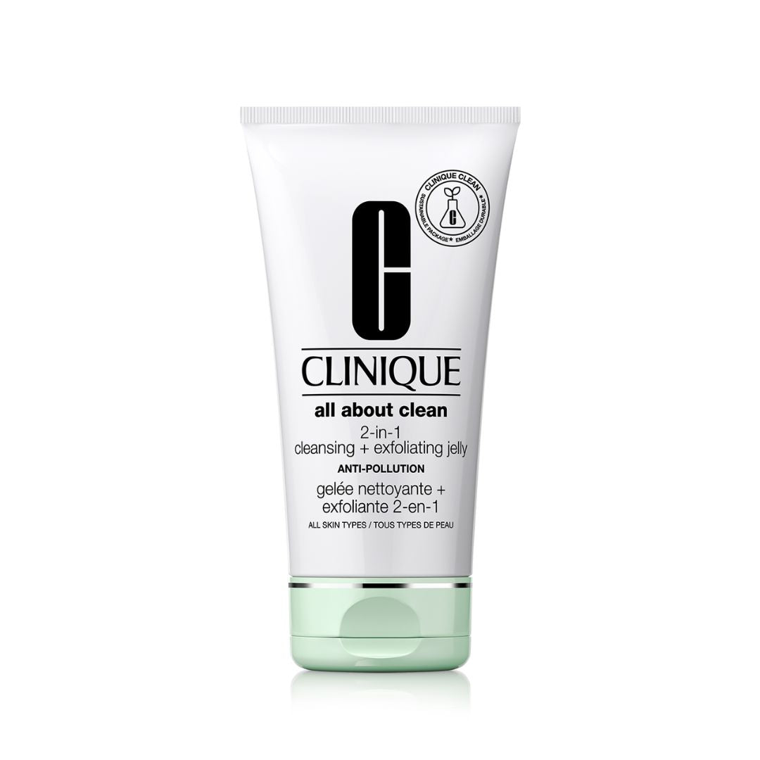 Clinique 2 In 1 Cleansing + Exfoliating Jelly Anti-Pollution קליניק ניקוי ופילינג במוצר אחד במרקם ג'ל -GLAM42