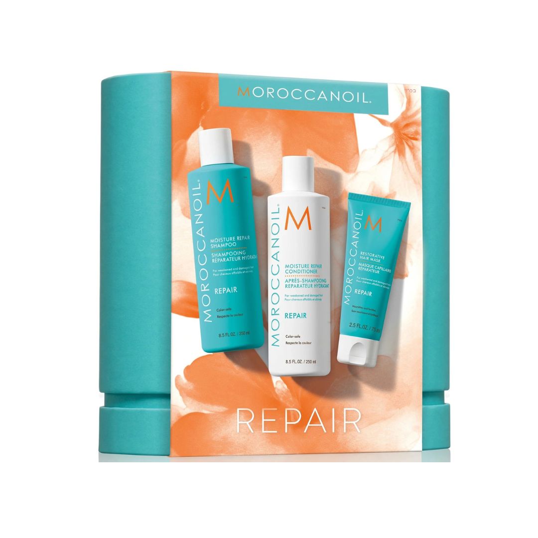 Moroccanoil Repair And Restore Spring Set – Shampoo + Conditioner + Hair Mask | מורוקנאויל מארז שיקום אביבי לשיער – שמפו + מרכך + מסכה לשיער-GLAM42