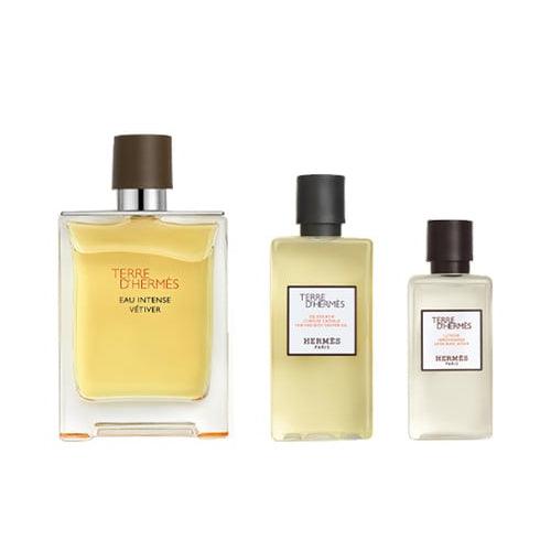 Hermes Terre D'Hermes Eau Intense Vetiver 3PCS EDP For Men 100ML + Shower Gel 80ML + After Shave Lotion 40ML-GLAM42