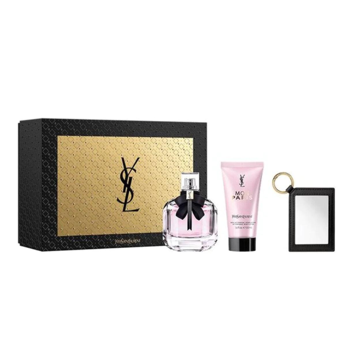 YSL Mon Paris Gift Set Edp 90Ml+ Body Lotion 50Ml + Mirror מארז בישום לאישה איב סן לורן מון פריס הכולל מראה-GLAM42