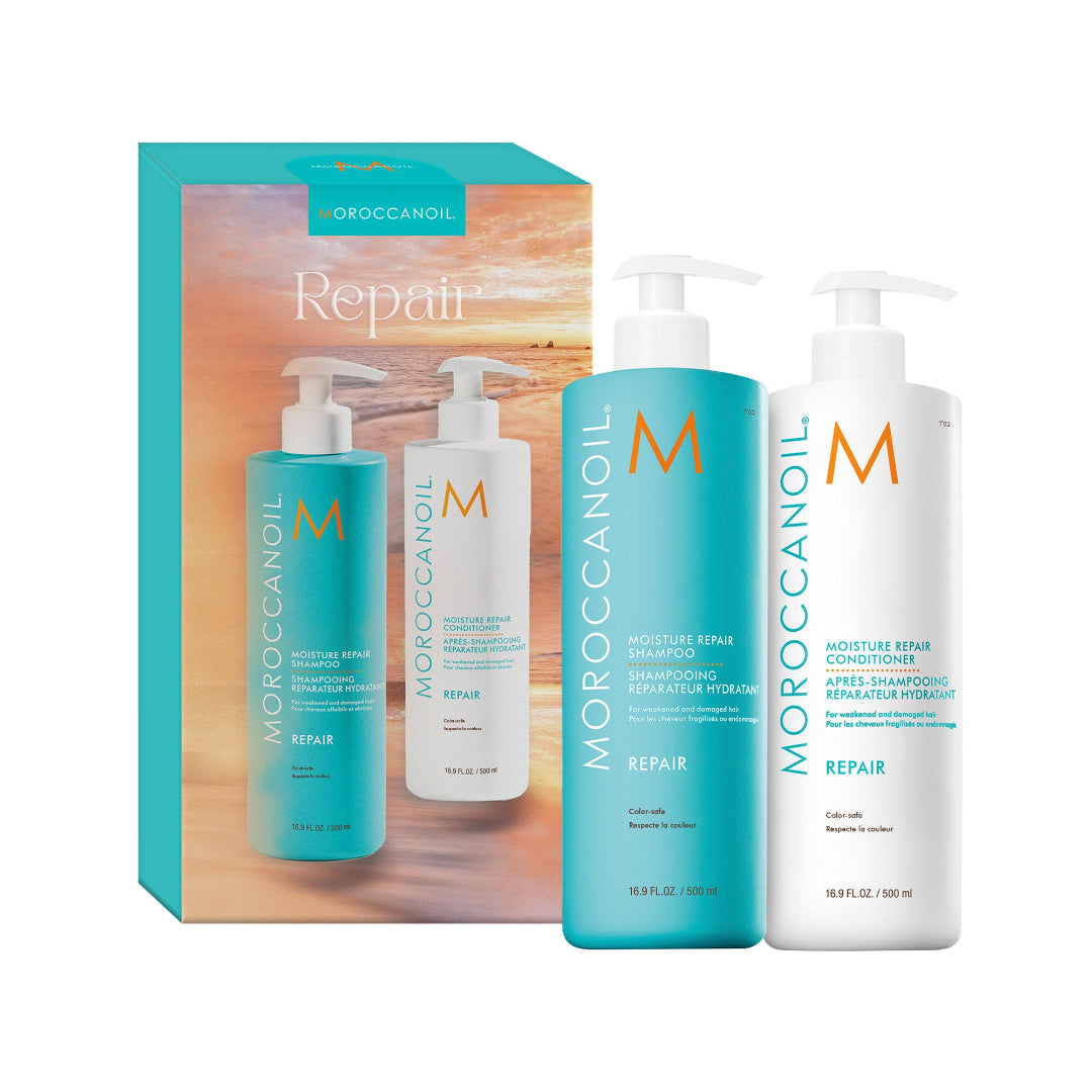 Moroccanoil Shampoo And Conditioner 500ml Repair מרוקן אויל מארז שמפו ומרכך לשיקום השיער-GLAM42