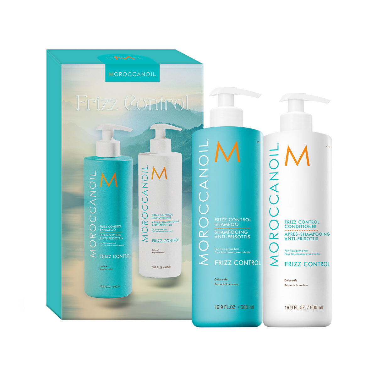 Moroccanoil Shampoo And Conditioner 500ml Frizz Control מרוקן אויל מארז שמפו ומרכך לנטרול קרזול-GLAM42