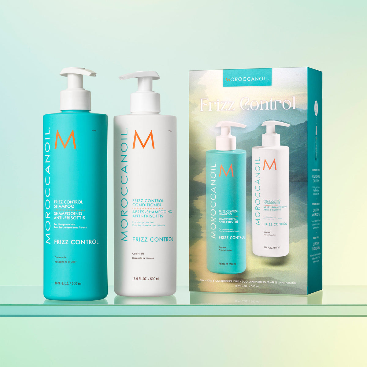 Moroccanoil Shampoo And Conditioner 500ml Frizz Control מרוקן אויל מארז שמפו ומרכך לנטרול קרזול-GLAM42