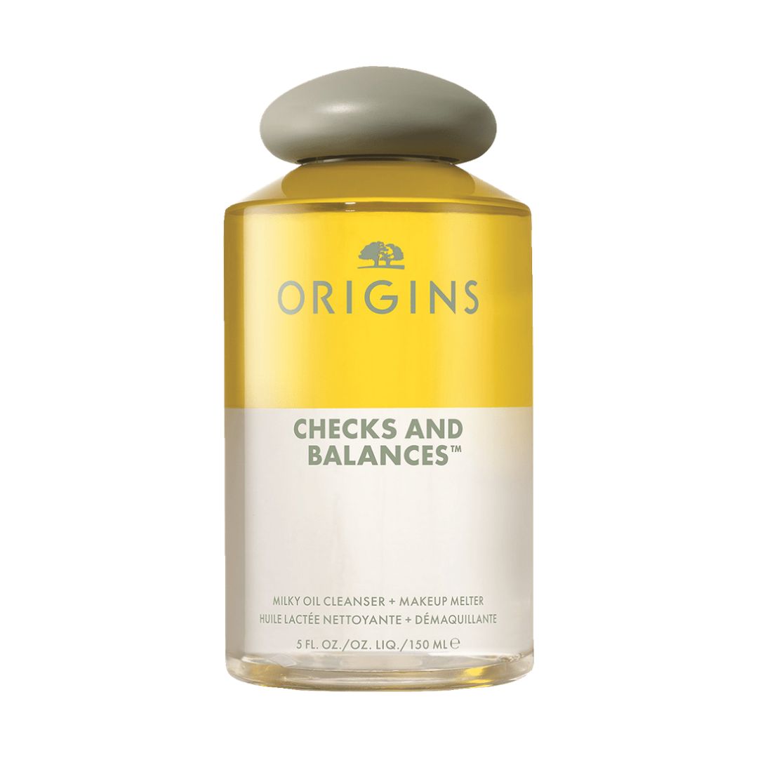 Origins Checks And Balances Milky Oil Cleanser + Makeup Melter ניקוי פנים ומסיר איפור דו-פאזי ההופך משמן לתחליב עדין