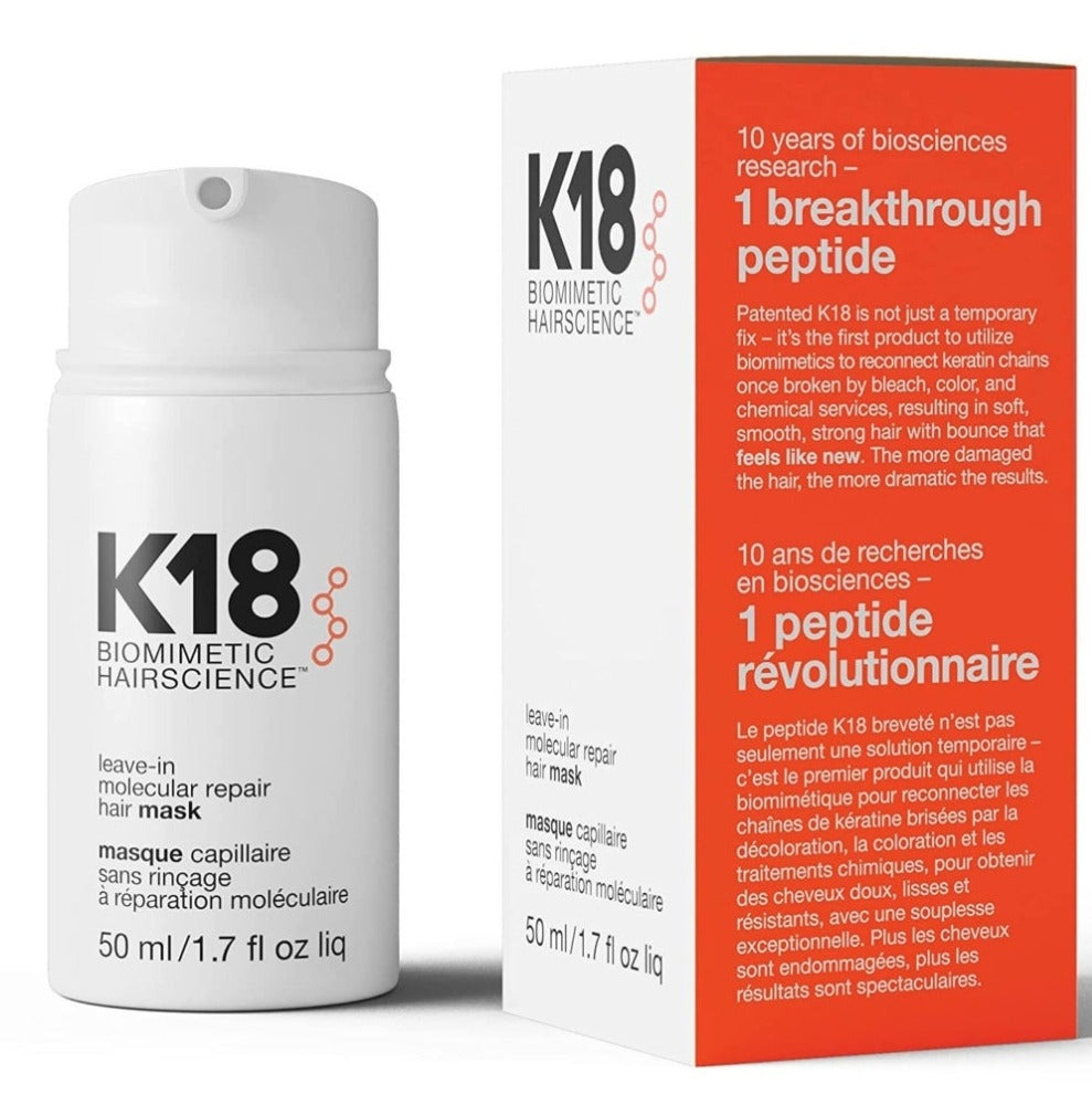 K18 מסכה ללא שטיפה לתיקון ושיקום מולקולרי של השיער 50 מ"ל-GLAM42