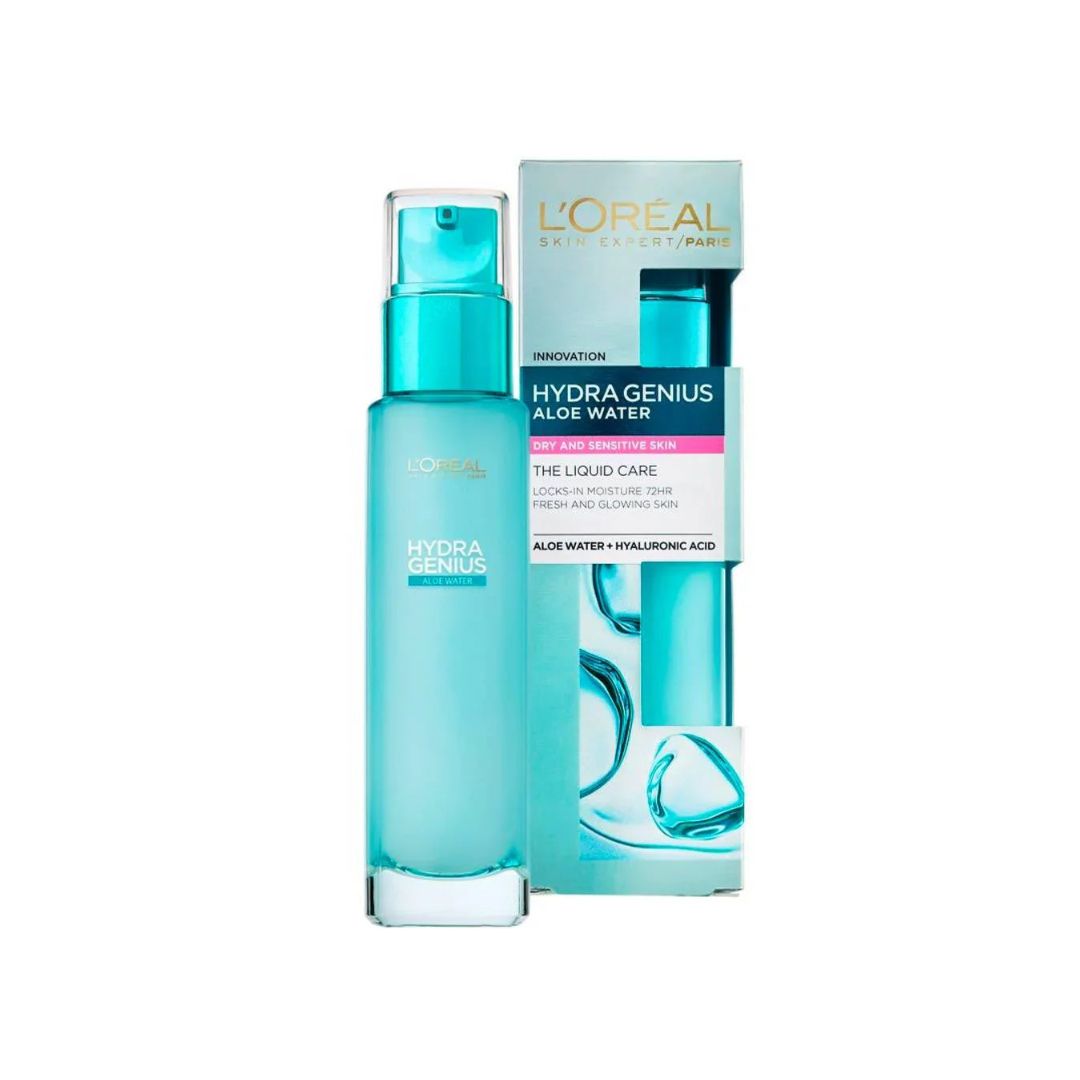 L'Oreal Paris Hydra Genius Hyaluronic לוריאל ג'ל לחות לפנים הידרה ג'ינייס לעור יבש ועדין