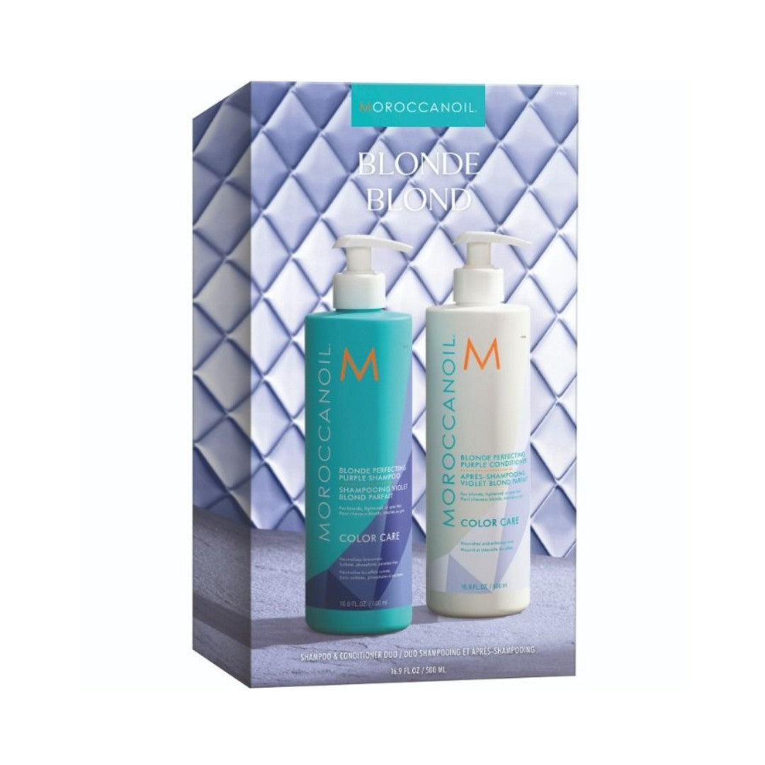 Moroccanoil Shampoo And Conditioner 500ml Purple מרוקן אויל מארז שמפו ומרכך סגול