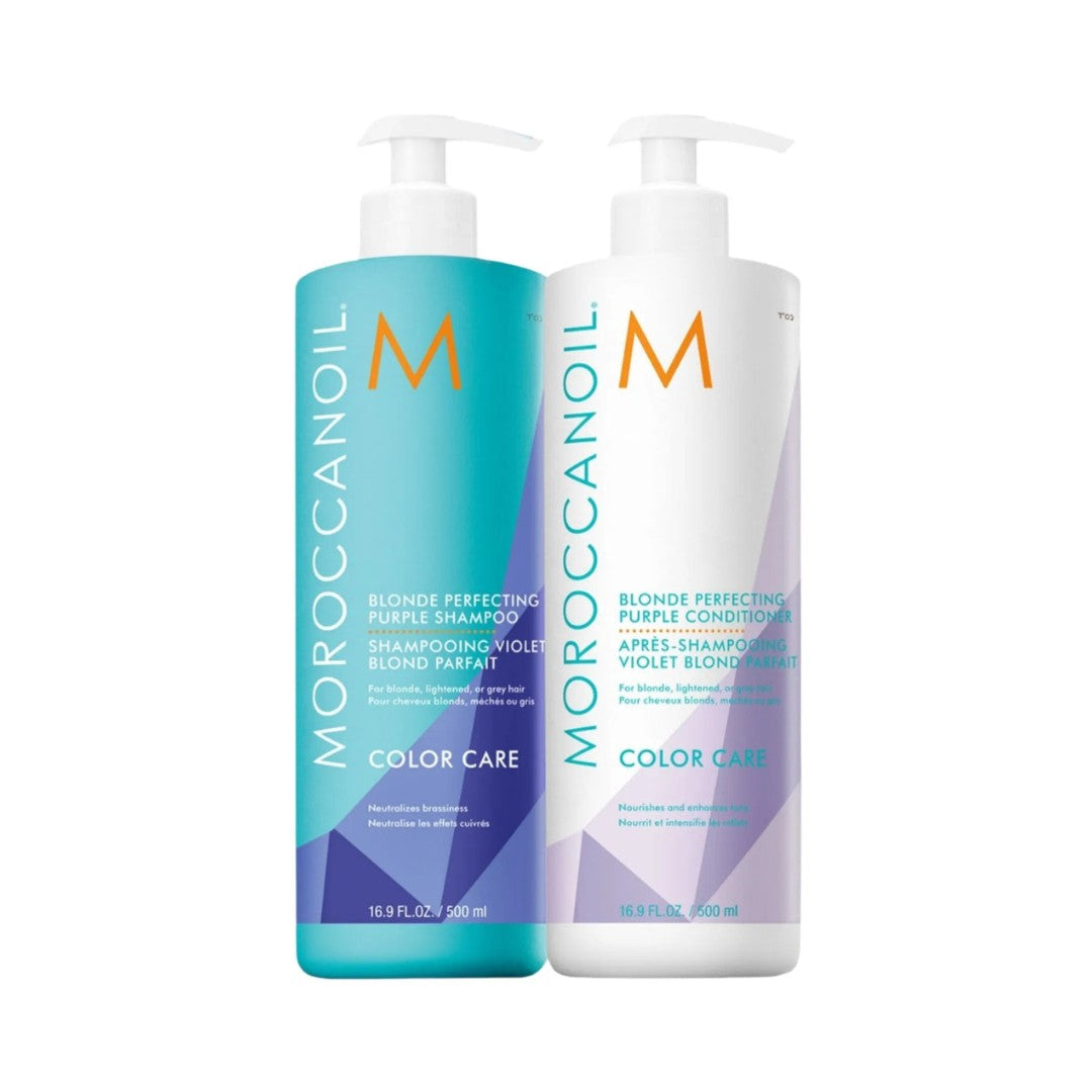 Moroccanoil Shampoo And Conditioner 500ml Purple מרוקן אויל מארז שמפו ומרכך סגול
