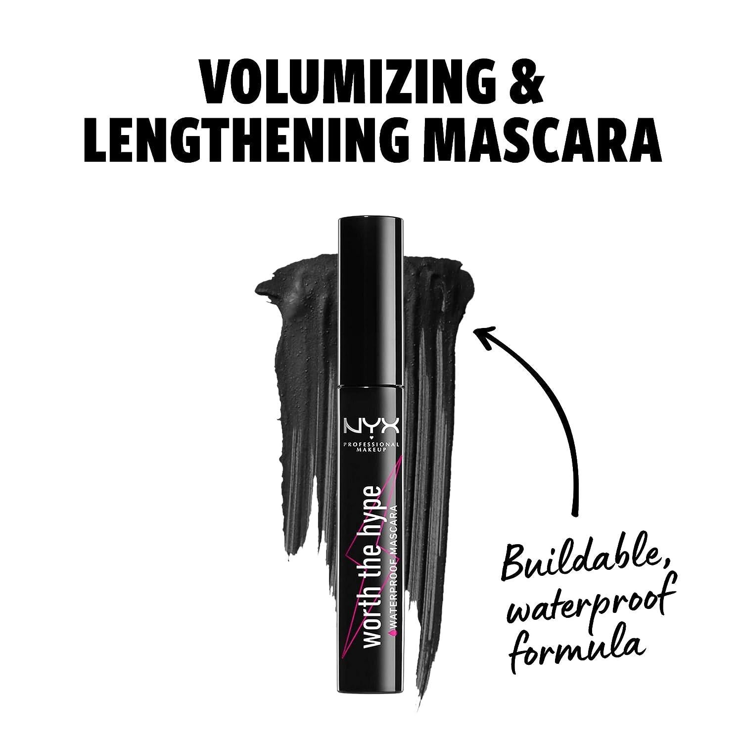 NYX Professional Worth The Hype Waterproof Mascara ניקס מסקרה וורס זה הייפ למראה ריסים ארוכים עמידה