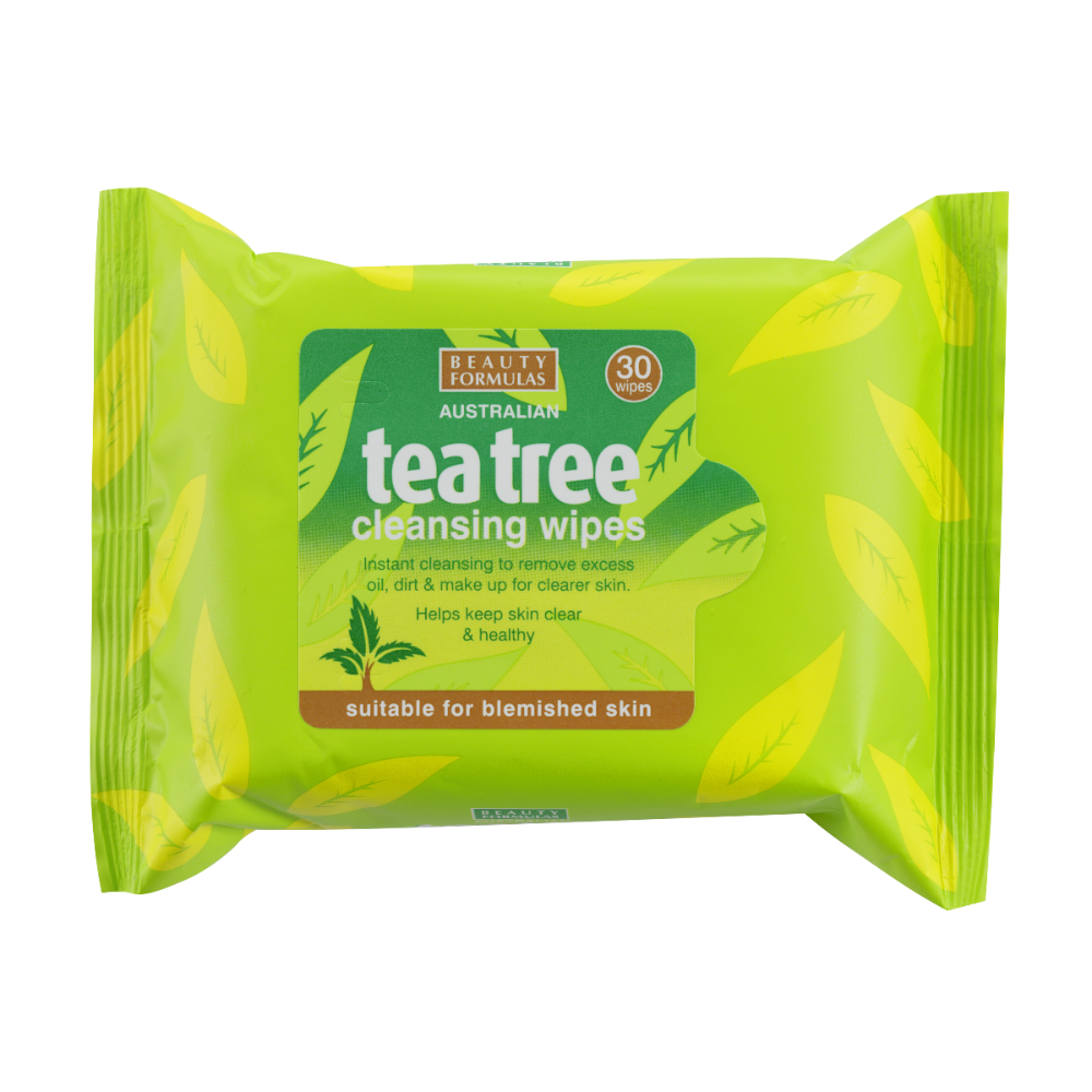 Beauty Formulas Tea Tree מגבונים לניקוי וטיהור הפנים - GLAM42