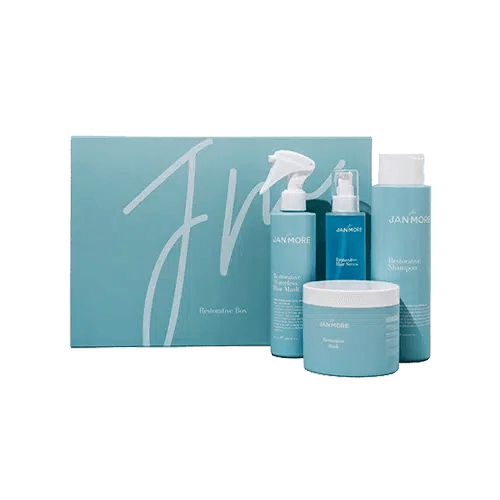 Jan Moŕe - מארז 4 מוצרים Restorative לשיקום השיער הכולל שמפו, מסכה, סרום ומסכה ללא שטיפה-GLAM42