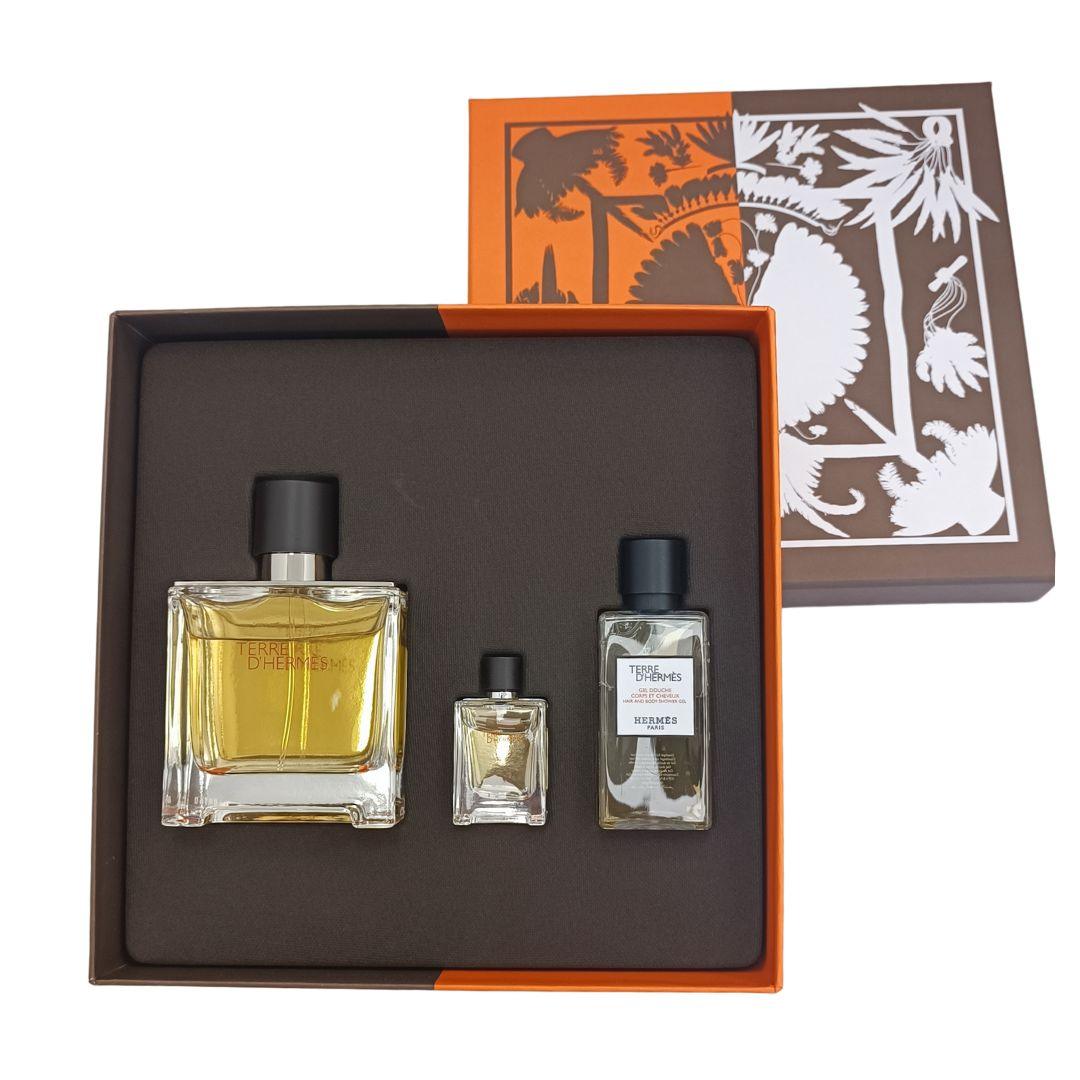 מארז בישום הרמס לגבר Hermes Terre D Hermes Pure Parfum 3 Item Set-GLAM42