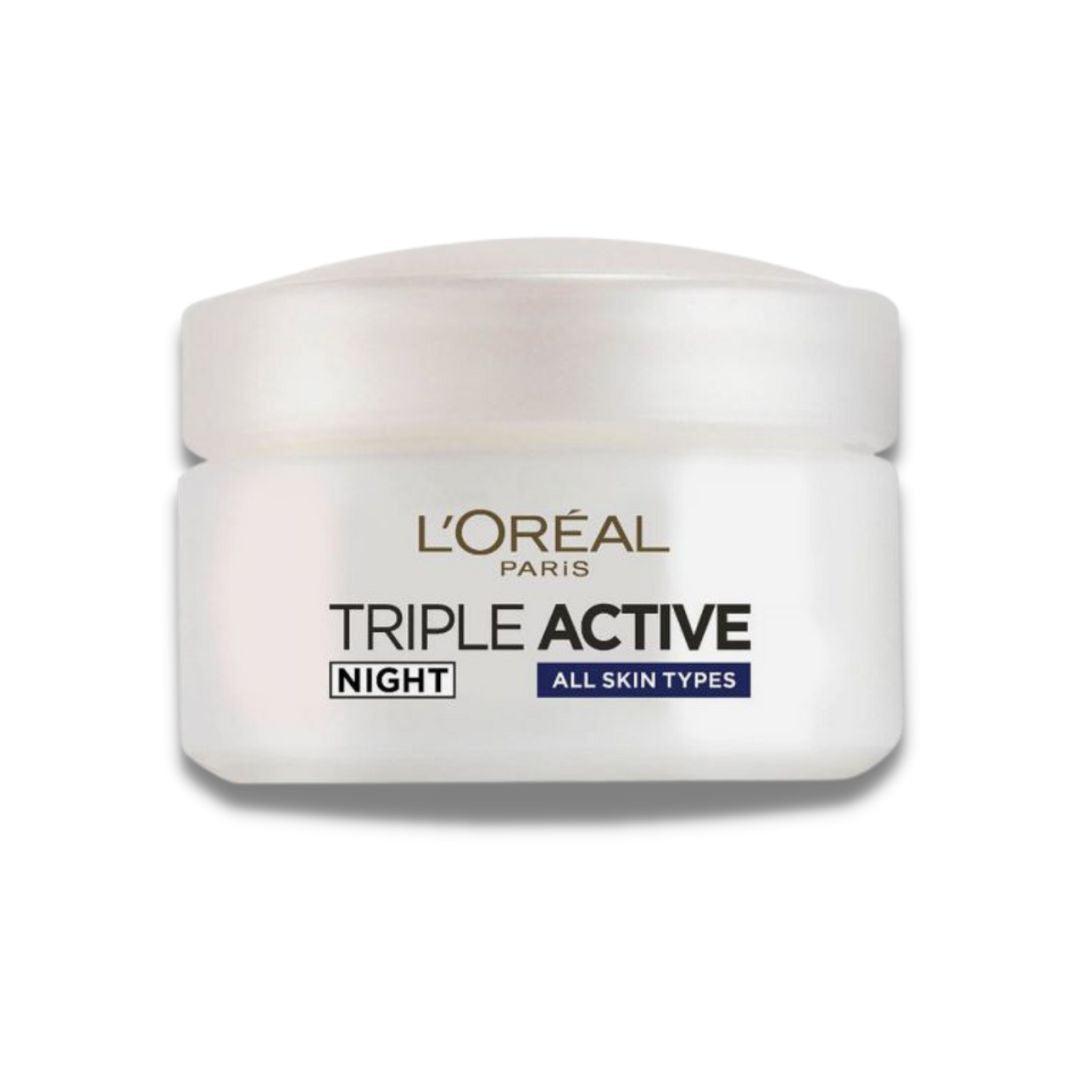 L'Oreal Paris Triple Active Night - קרם לילה פעולה משולשת לכל סוגי העור 50 מ"ל-GLAM42
