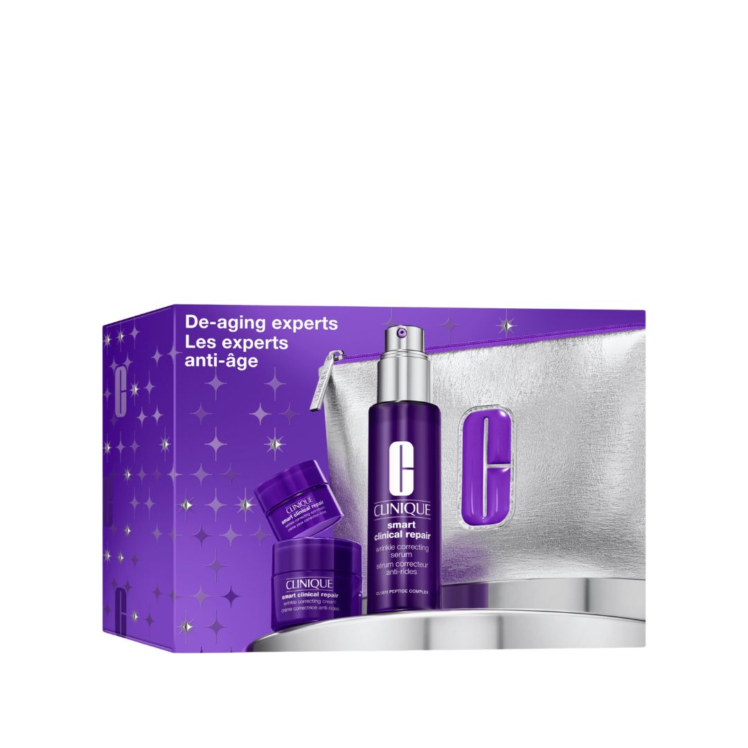 Smart Clinical Repair De-Aging Experts Set קליניק מארז סרום נגד קמטים, קרם למיצוק ותיק כסוף