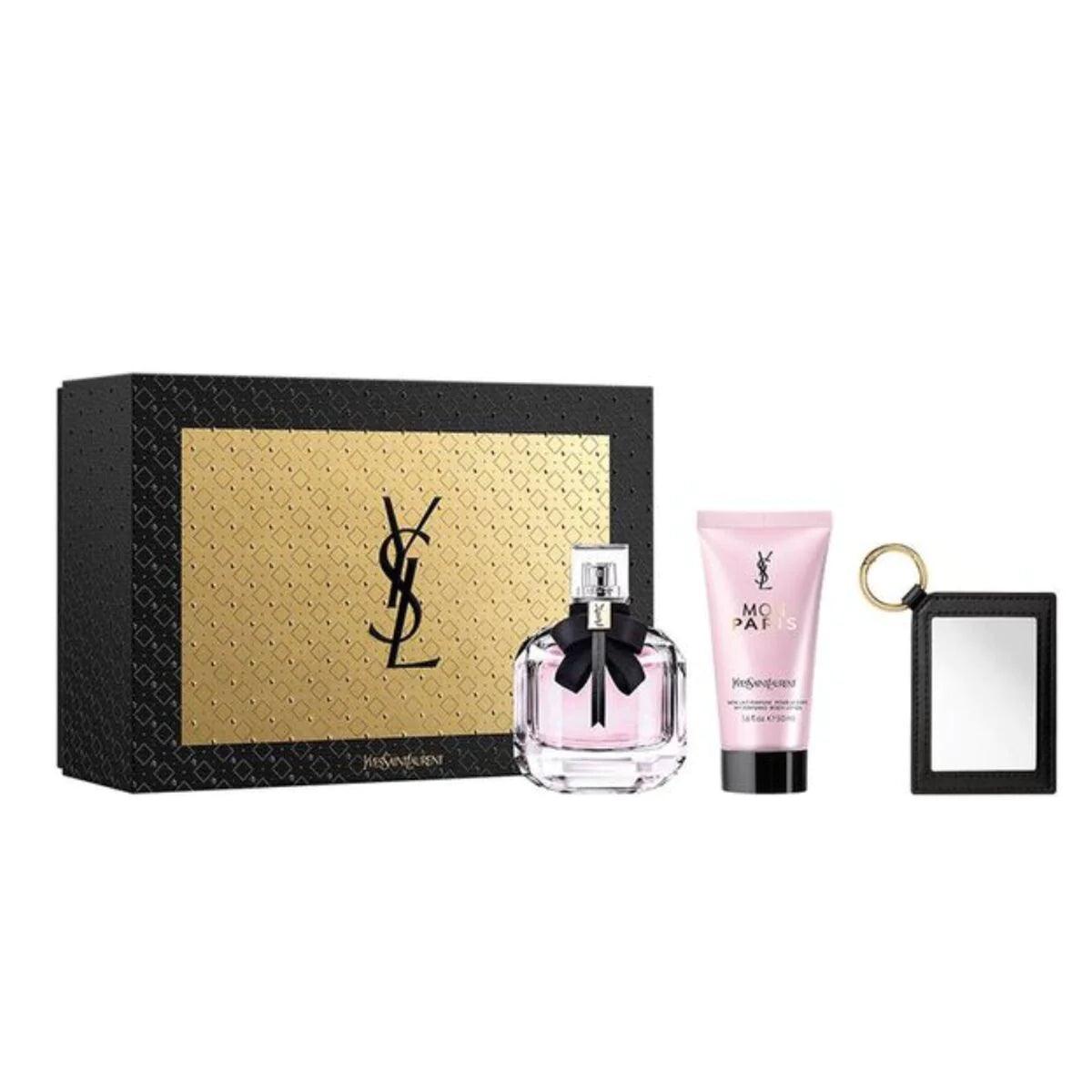 YSL Mon Paris Gift Set Edp 90Ml+ Body Lotion 50Ml + Mirror מארז בישום לאישה איב סן לורן מון פריס הכולל מראה - GLAM42