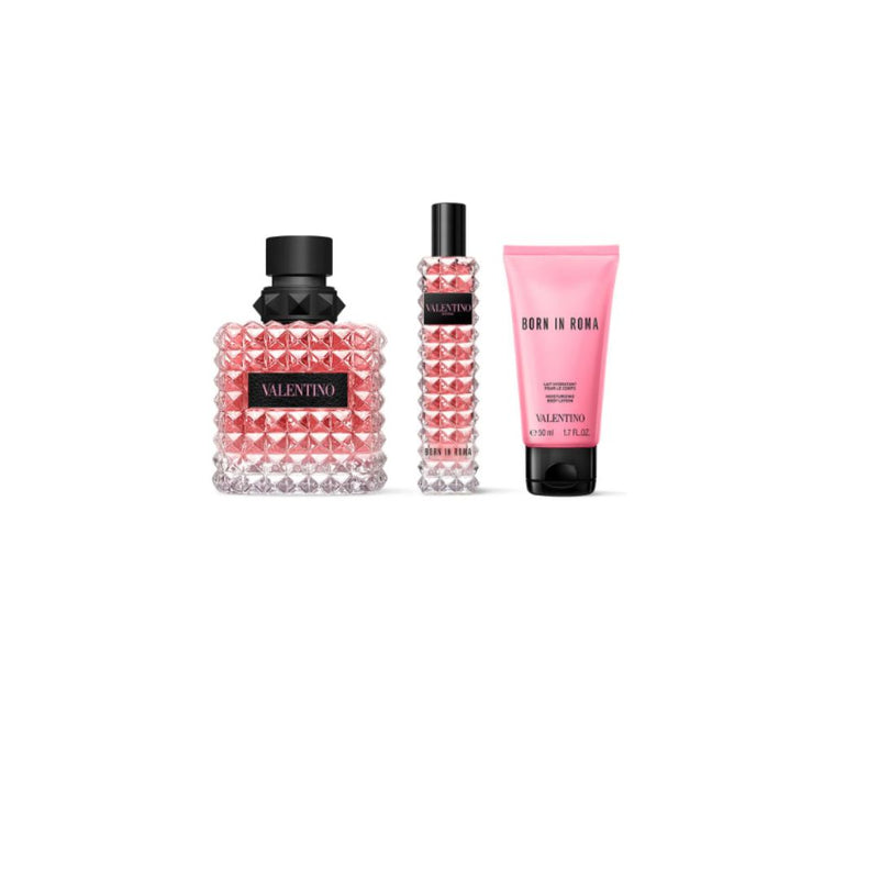 מארז מהודר לאישה – Born In Roma Donna EDP 100 מ"ל + תחליב גוף 50 מ"ל + בושם 15 מ"ל Valentino-GLAM42