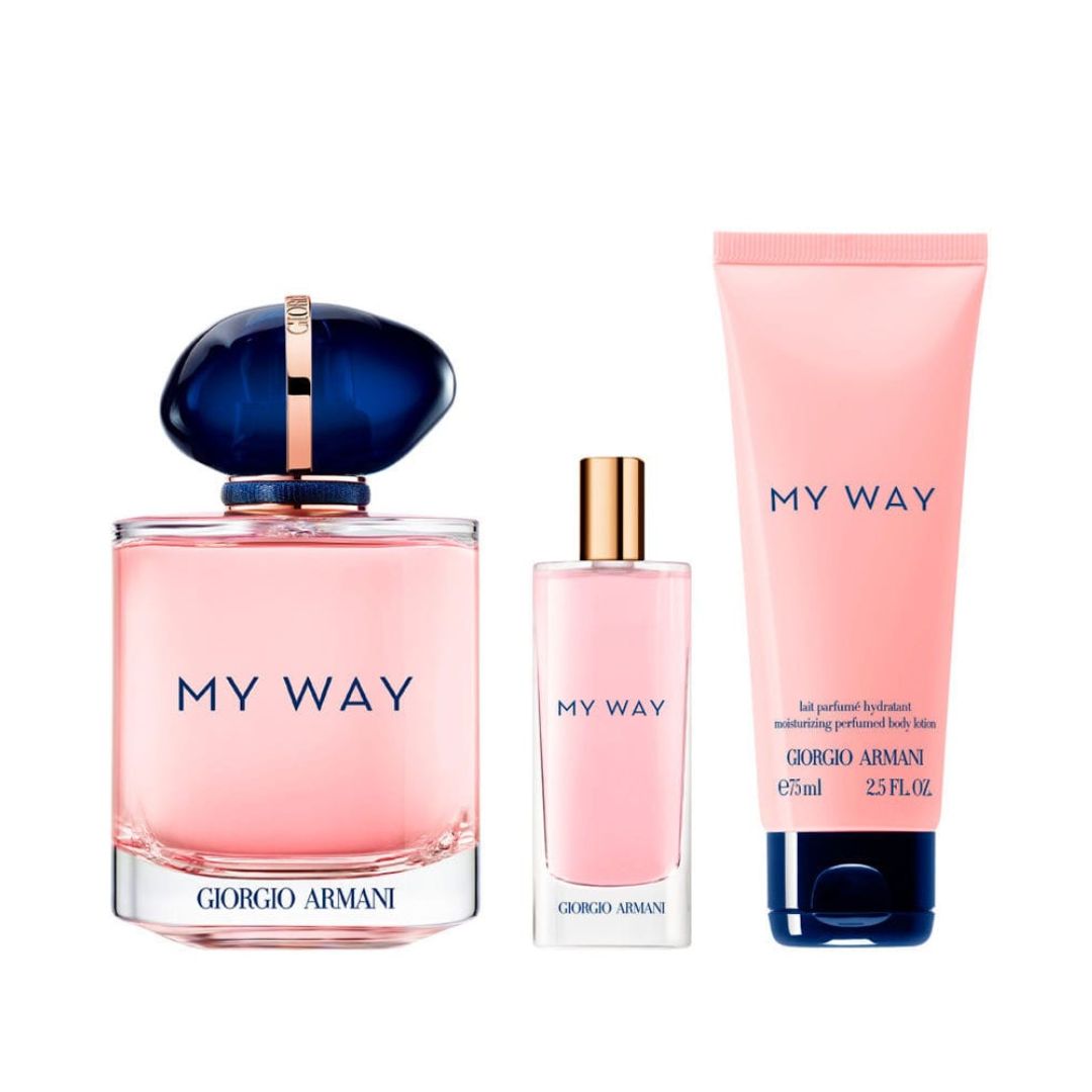 Giorgio Armani My Way EDP Set 90ML+10ML+50ML ג'ורג'יו ארמני מארז בישום לאישה מיי וויי א.ד.פ 90 מ"ל+10 מ"ל+תחליב גוף 50 מ"ל-GLAM42