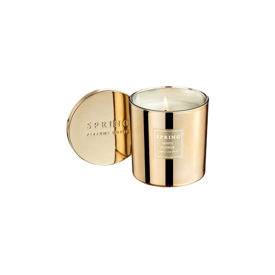 Spring White Flower Candle ספרינג נר מבושם אגרטל לבית זהב גודל 8-GLAM42