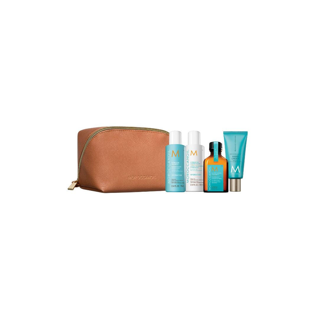 Moroccanoil Travel Set Hydration מרוקן אויל מארז נסיעות לשיער מועשר בלחות (כוללת מתנה-קרם ידיים) - GLAM42