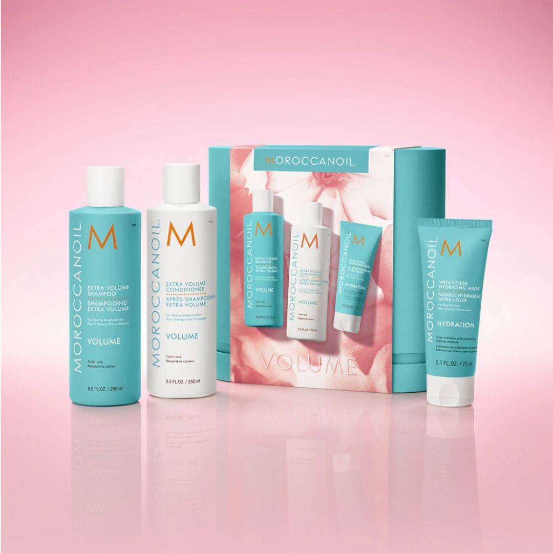 Moroccanoil Volume Spring Set – Shampoo 250Ml, Conditioner 250Ml, Hair Mask 75Ml | מורוקנאויל מארז נפח אביבי – שמפו 250 מ"ל, מרכך 250 מ"ל, מסכת שיער 75 מ"ל