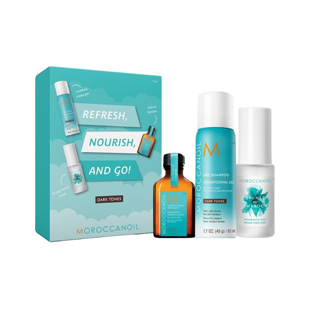 Moroccanoil Refresh Nourish and Go Dark Tones 120ml | מורוקנויול ערכת ריענון והזנה לשיער כהה, 120 מ"ל