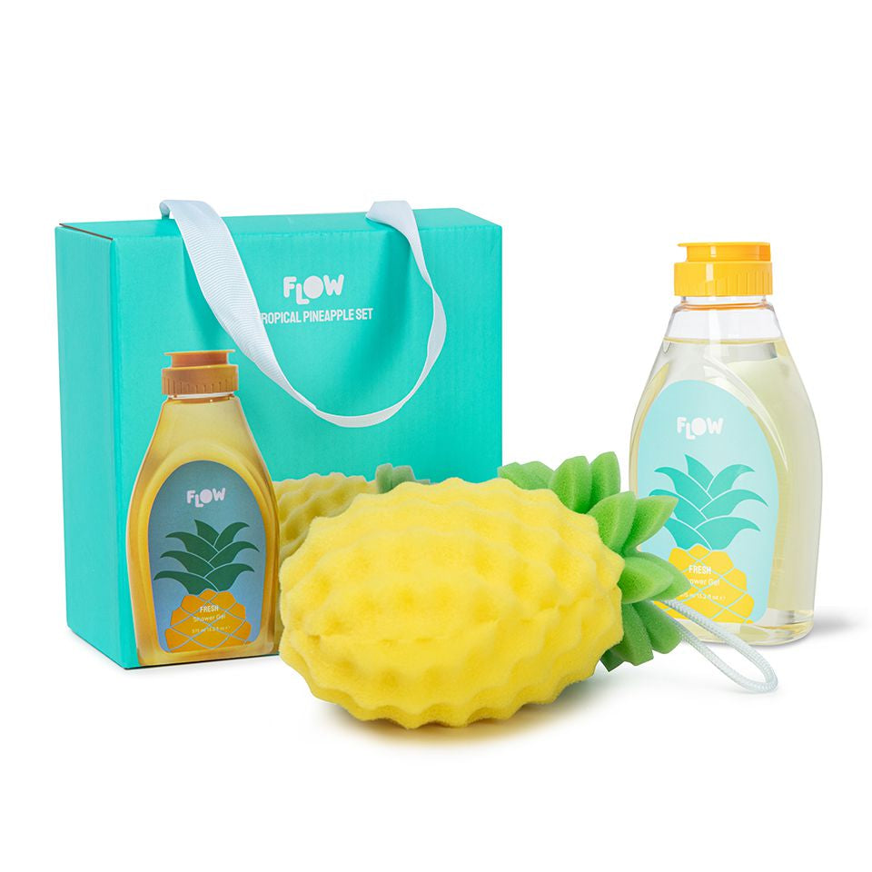 Flow Tropical Pineaplle Set סט סבון רחצה וספוג אננס
