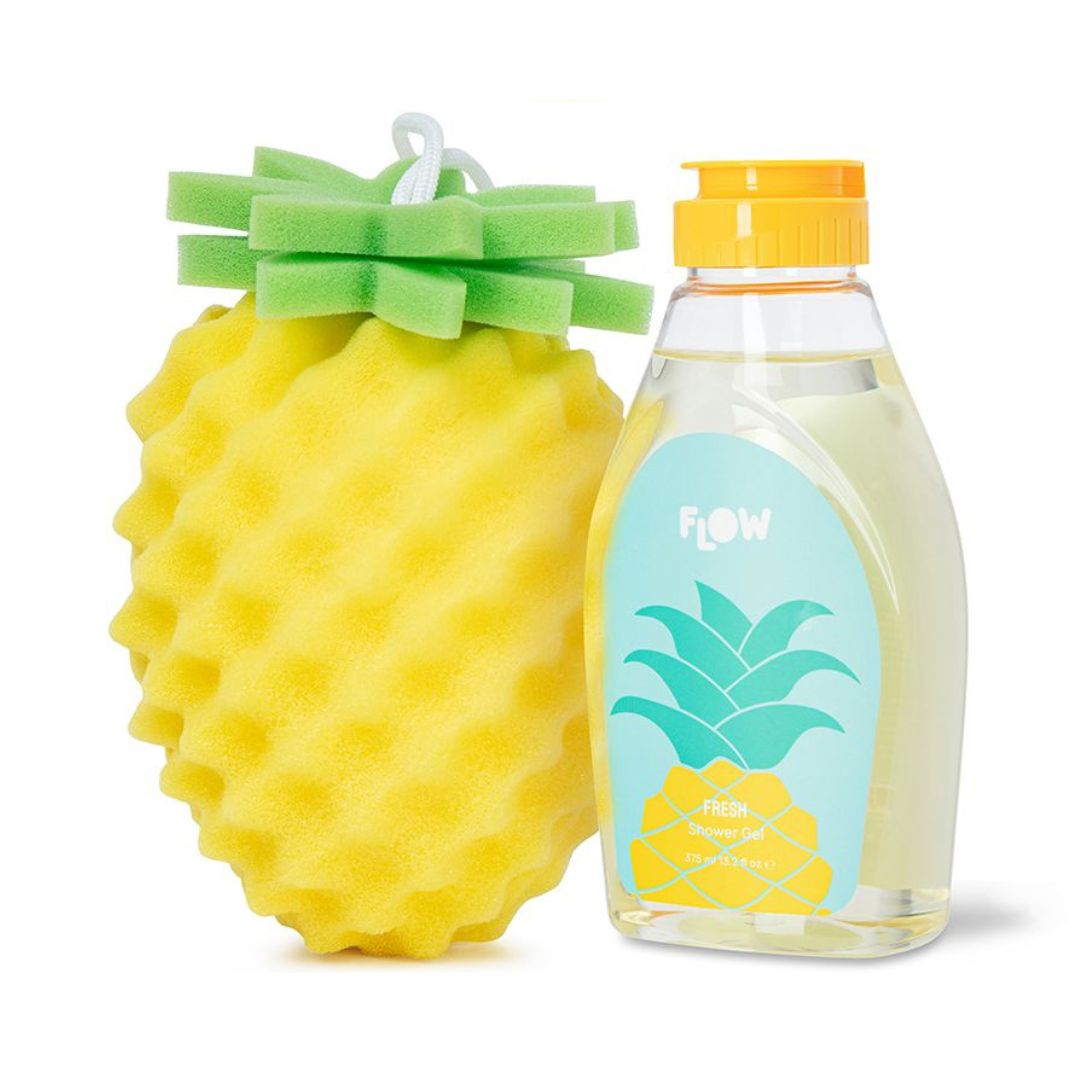 Flow Tropical Pineaplle Set סט סבון רחצה וספוג אננס