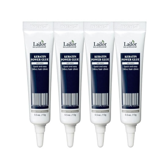 Lador Keratin Power Glue Set 15ML × 4 מארז אמפולות ללא שטיפה לשיקום שיער פגום