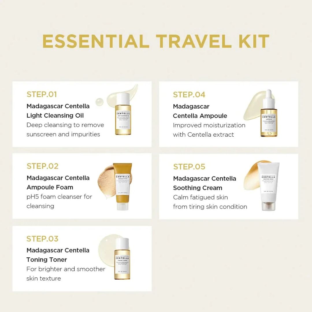 SKIN1004 Madagascar Centella Travel Kit ערכת נסיעות עם 5 מוצרי טיפוח