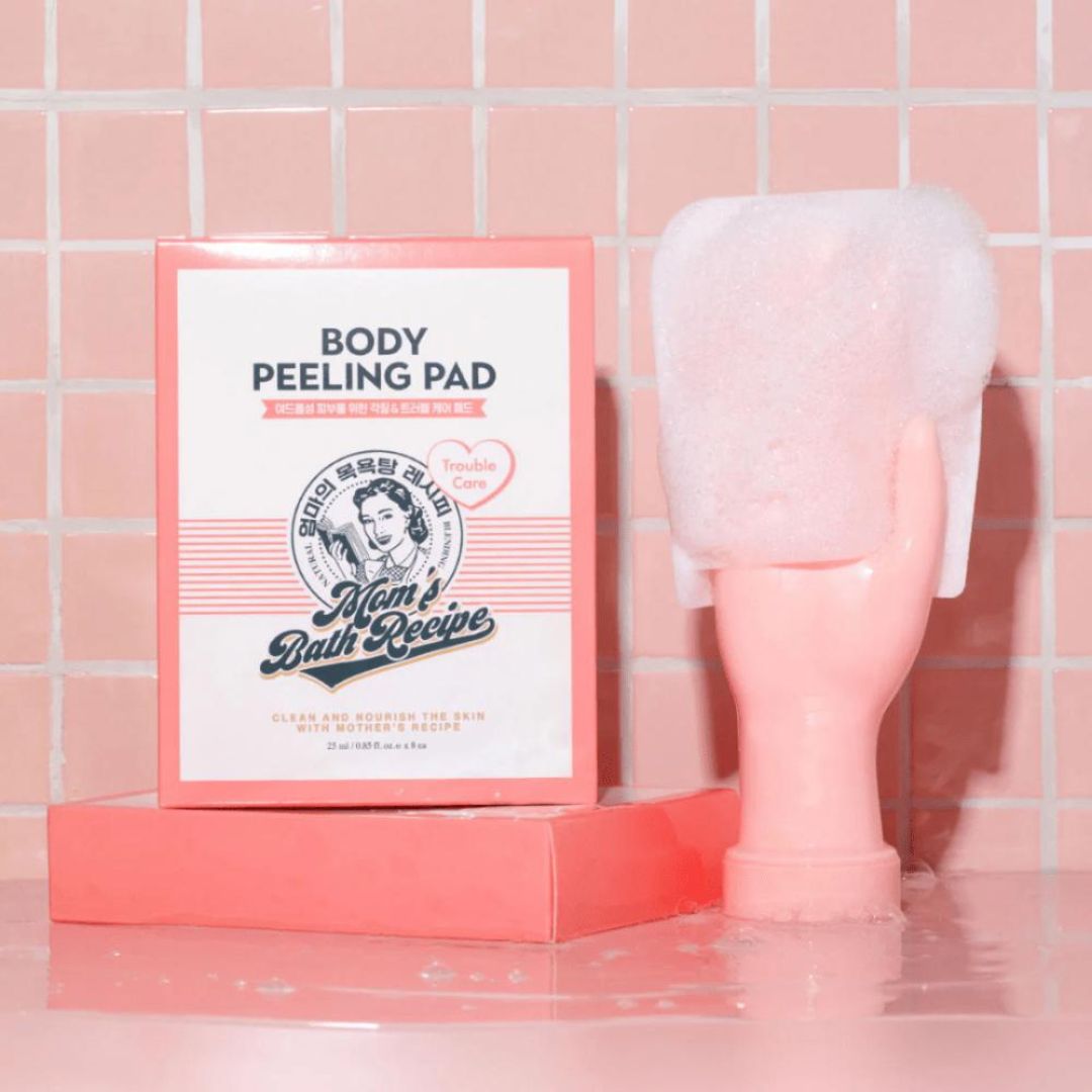 Mom's Bath Recipe Body Peeling Pad Trouble Care פד פילינג לגוף לעור הנוטה לפצעונים וחספוס