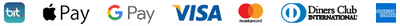 לוגואים של Bit, Visa, Mastercard, Isracard, Apple Pay, Google Pay