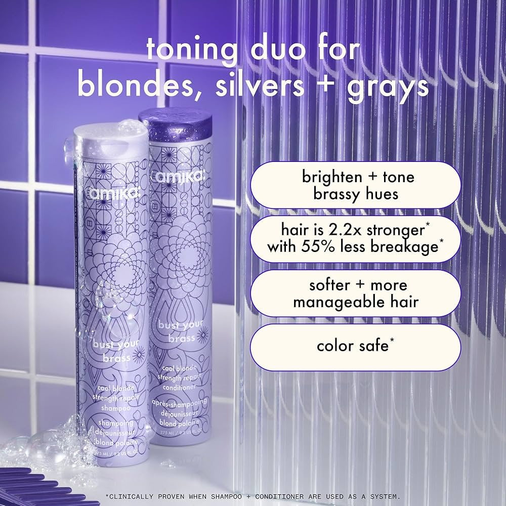 Amika Bust Your Brass Cool Blonde Repair Conditioner 275ml אמיקה מרכך סילבר לשיער בלונדי