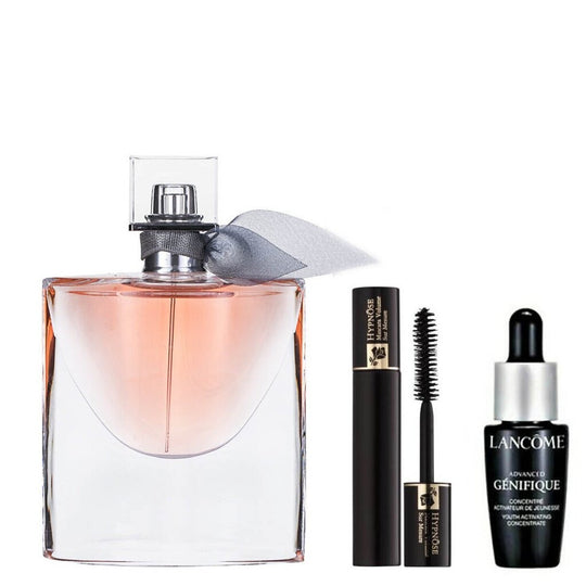 Lancome La Vie Est Belle 3 PC Set for Women – סט לנקום לאישה La Vie Est Belle: בושם 30 מ"ל + סרום ג'ניפיק 10 מ"ל + מסקרה היפנוז 2 מ"ל-GLAM42