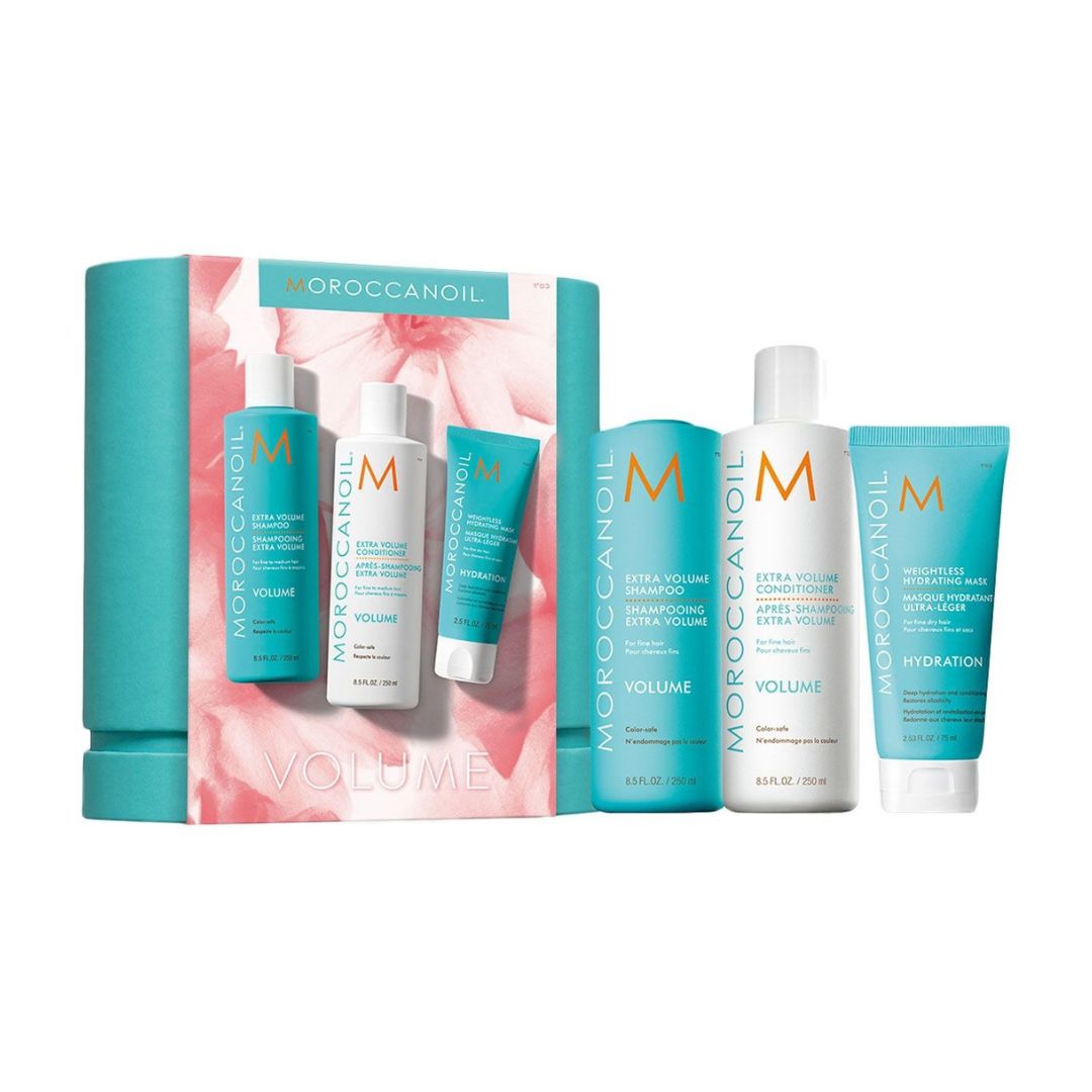 Moroccanoil Volume Spring Set – Shampoo 250Ml, Conditioner 250Ml, Hair Mask 75Ml | מורוקנאויל מארז נפח אביבי – שמפו 250 מ"ל, מרכך 250 מ"ל, מסכת שיער 75 מ"ל