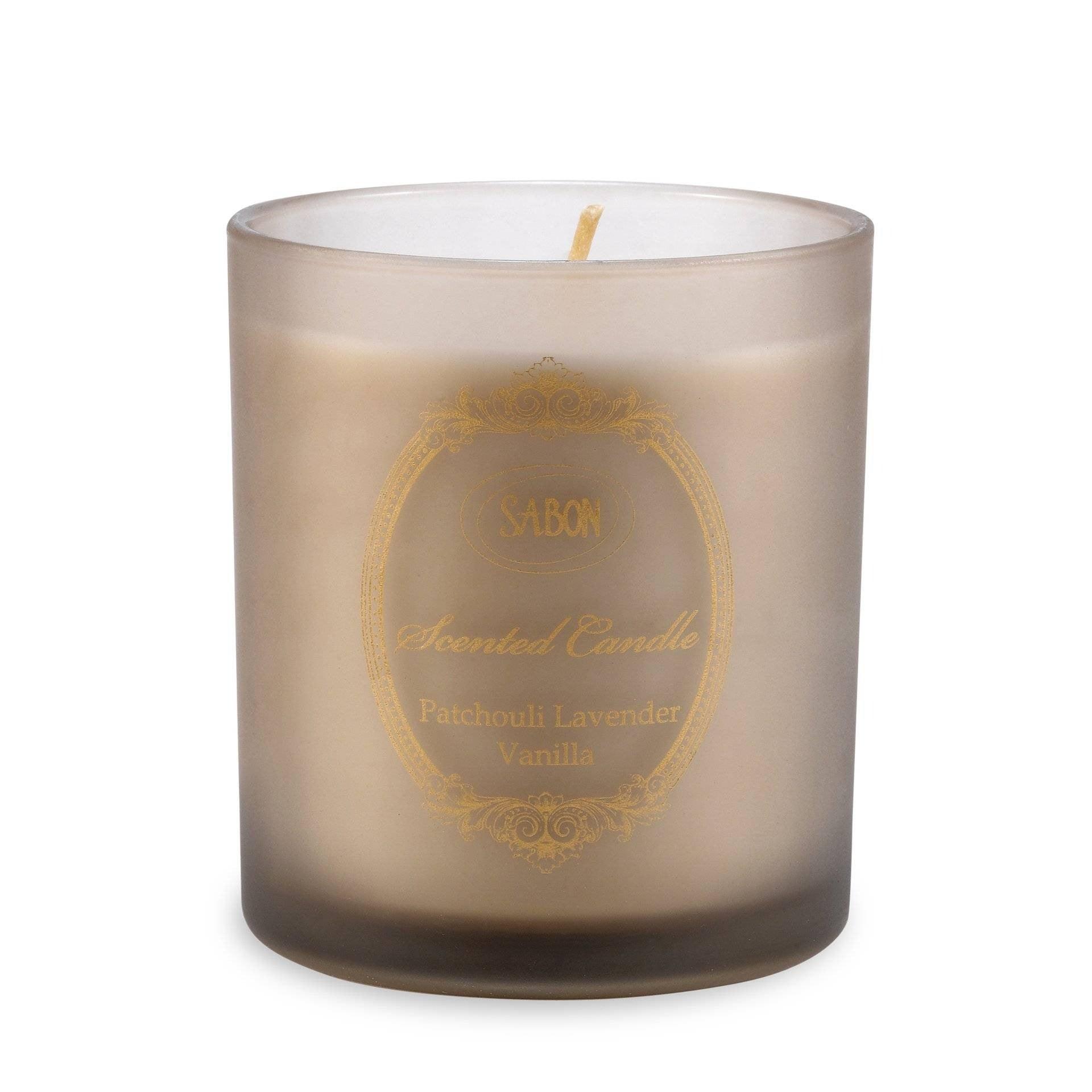 נר בכוס זכוכית פטשולי לבנדר וניל Sabon - Candle In Glass Patchouli Lavender Vanilla