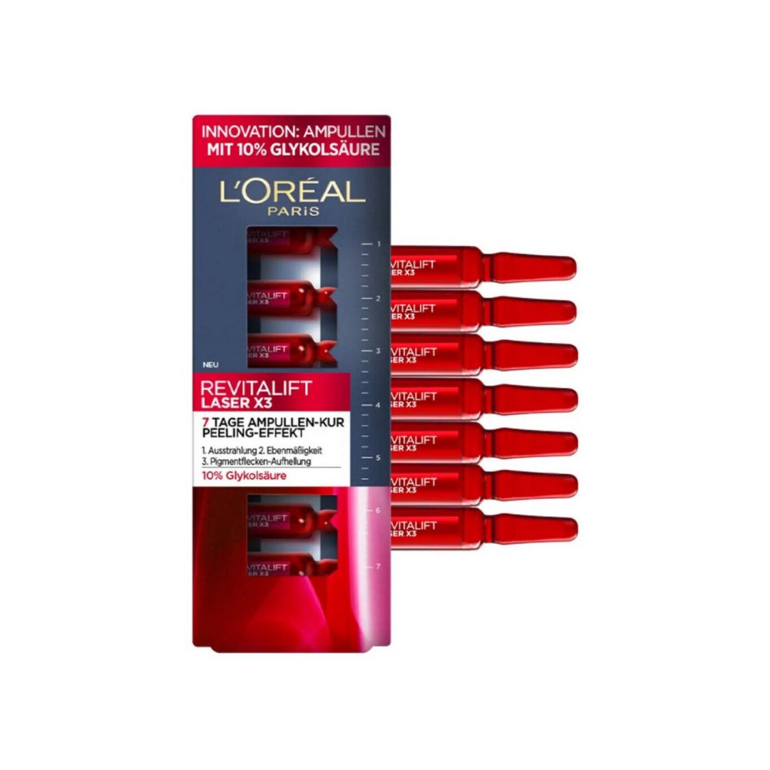 L'Oreal Paris Revitalift Laser Ampoules לוריאל אמפולות לאפקט פילינג רויטליפט לייזר