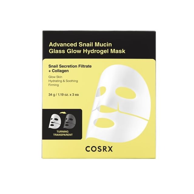COSRX - Advanced Snail Mucin Glass Glow Hydrogel Mask Set of 3 – סט של 3 מסכות הידרוג'ל לזוהר זכוכית ריר חילזון