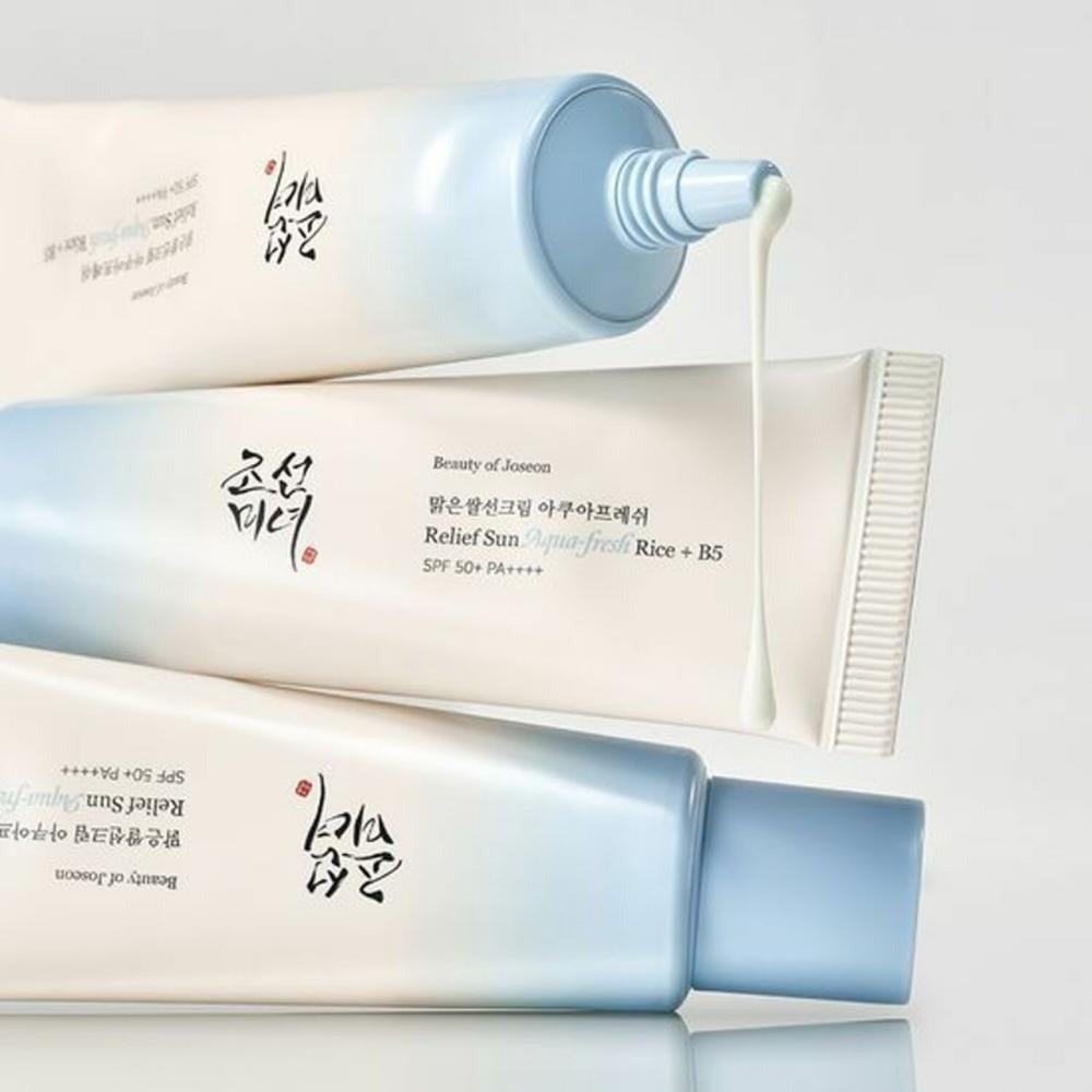 Beauty of Joseon Relief Sun Aqua Fresh Rice & B5 Sunscreen SPF 50 B5 תחליב הגנה לפנים עם תמצית אורז וויטמין