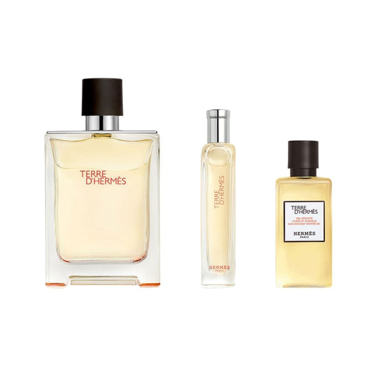 Hermes - Terre D'hermes 3PCS EDT For Men 100ML + SG 40ML + Mini 15ML טר דה הרמס מארז 3 חלקים אדט לגבר 100 מ"ל + ג'ל רחצה 40 מ"ל + בושם מוקטן 15 מ"ל - הרמס