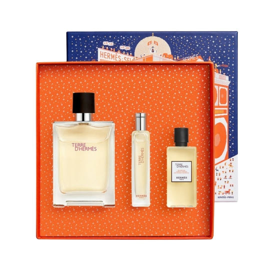 Hermes - Terre D'hermes 3PCS EDT For Men 100ML + SG 40ML + Mini 15ML טר דה הרמס מארז 3 חלקים אדט לגבר 100 מ"ל + ג'ל רחצה 40 מ"ל + בושם מוקטן 15 מ"ל - הרמס