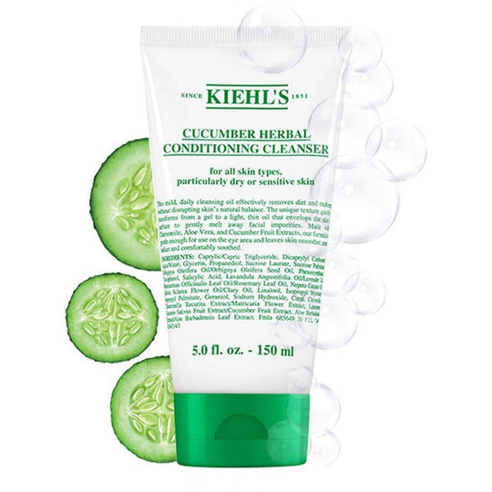 Kiehl's Cucumber Herb Cleanser 150ML קילס תחליב ג'ל ניקוי תמצית מלפפונים במיוחד לעור יבש