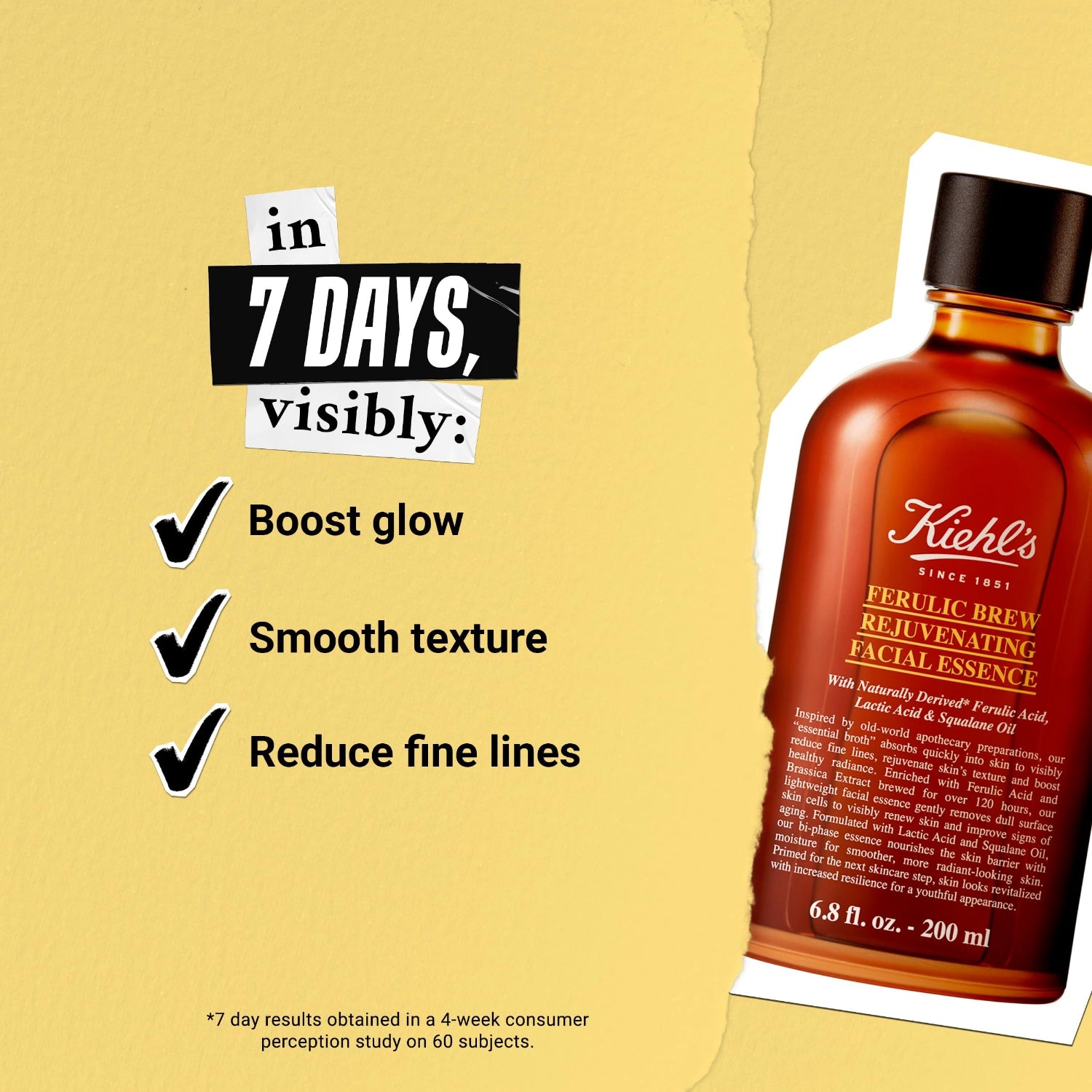 Kiehl's  Ferulic Brew Rejuvenating Facial Essence Toner קילס חומצה פירולית למזעור נזקי העור