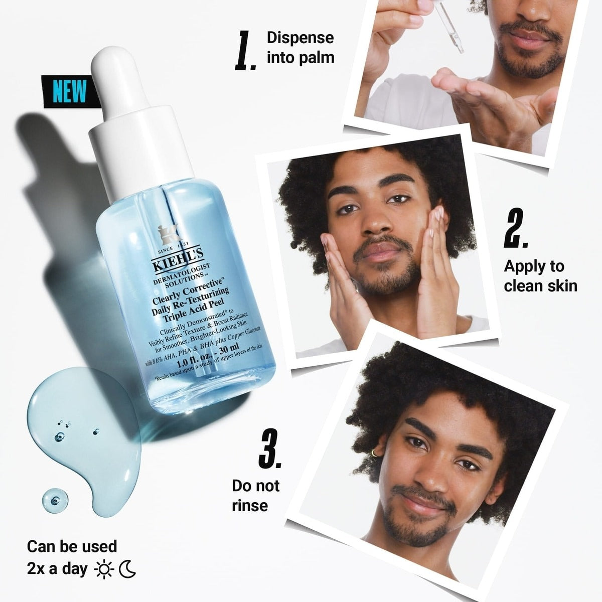 Kiehl's Triple Acid Peel Brightening & Smoothing Formula קילס סרום לתיקון וחידוש מרקם העור