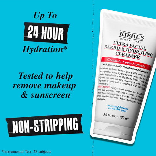 Kiehl's Ultra Facial Barrier Hydrating Cleanser קילס סבון פנים לניקוי הפנים והסרת איפור