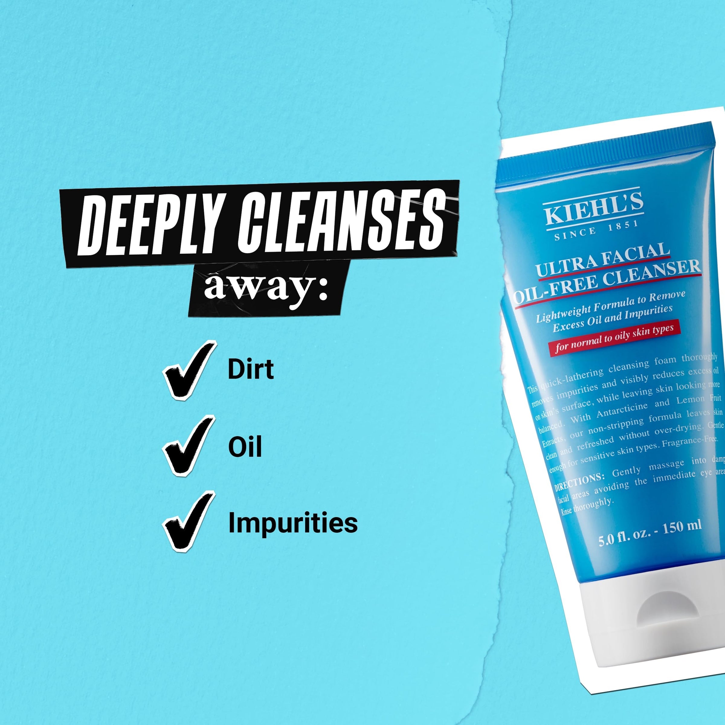 Kiehl's Ultra Facial Oil-Free Cleanser for Oily Skin קילס סבון פנים נטול שומן