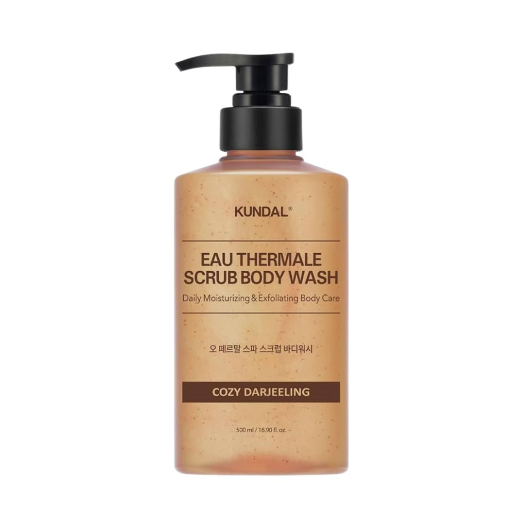 Kundal Eau Thermale Spa Scrub Body Wash Cozy Darjeelinc קונדל ג'ל רחצה פילינג לגוף עם מים טרמליים