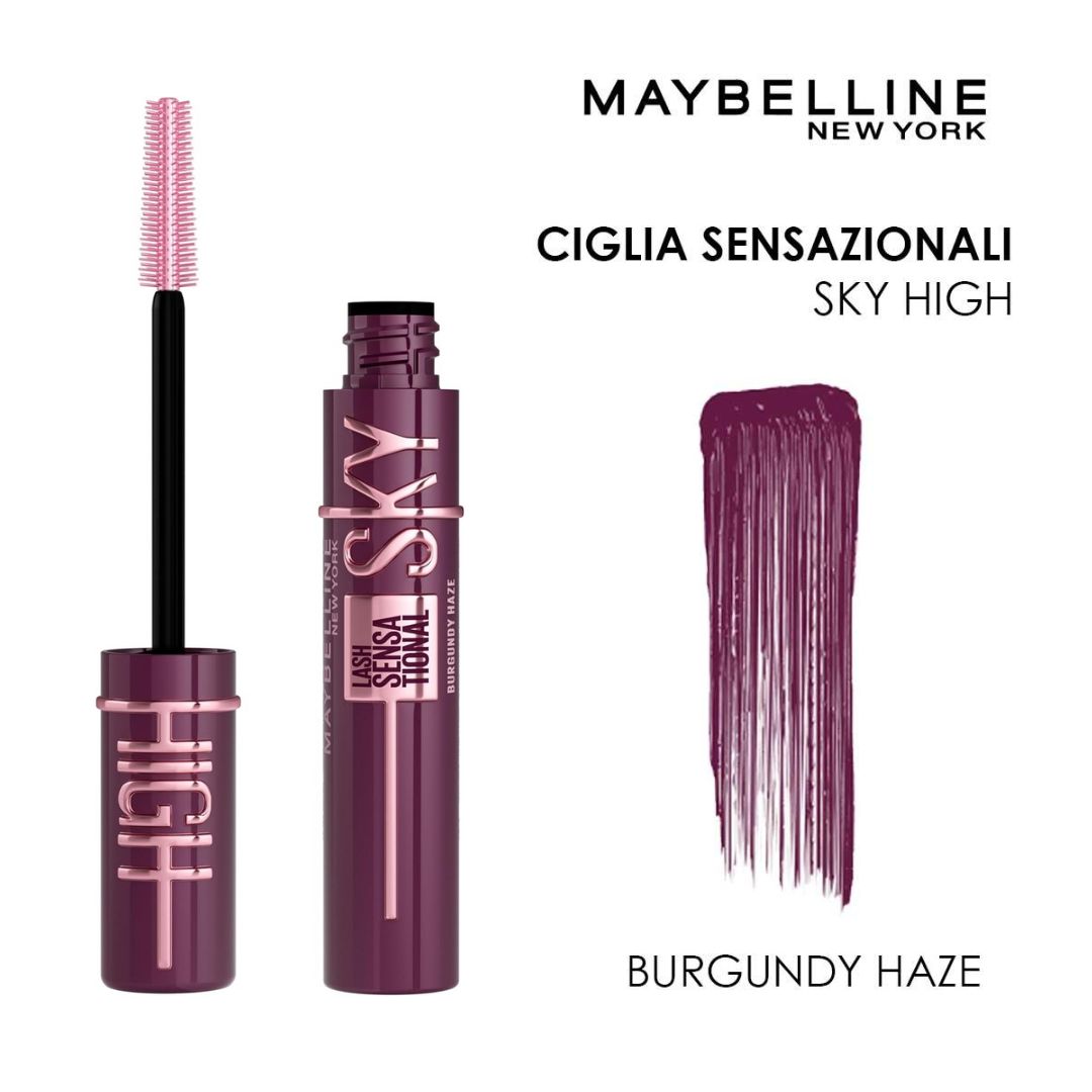 Maybelline mascara sky high burgundy מייבלין מסקרה סקיי היי בגוון בורגונדי