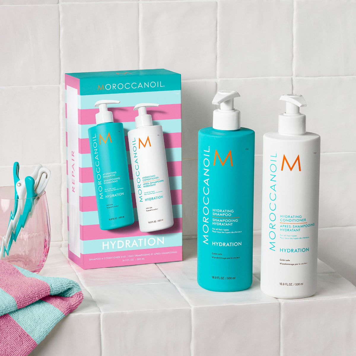 Moroccanoil Duo Hydration Shampoo and Conditioner מרוקן אויל מארז שמפו ומרכך להענקת לחות