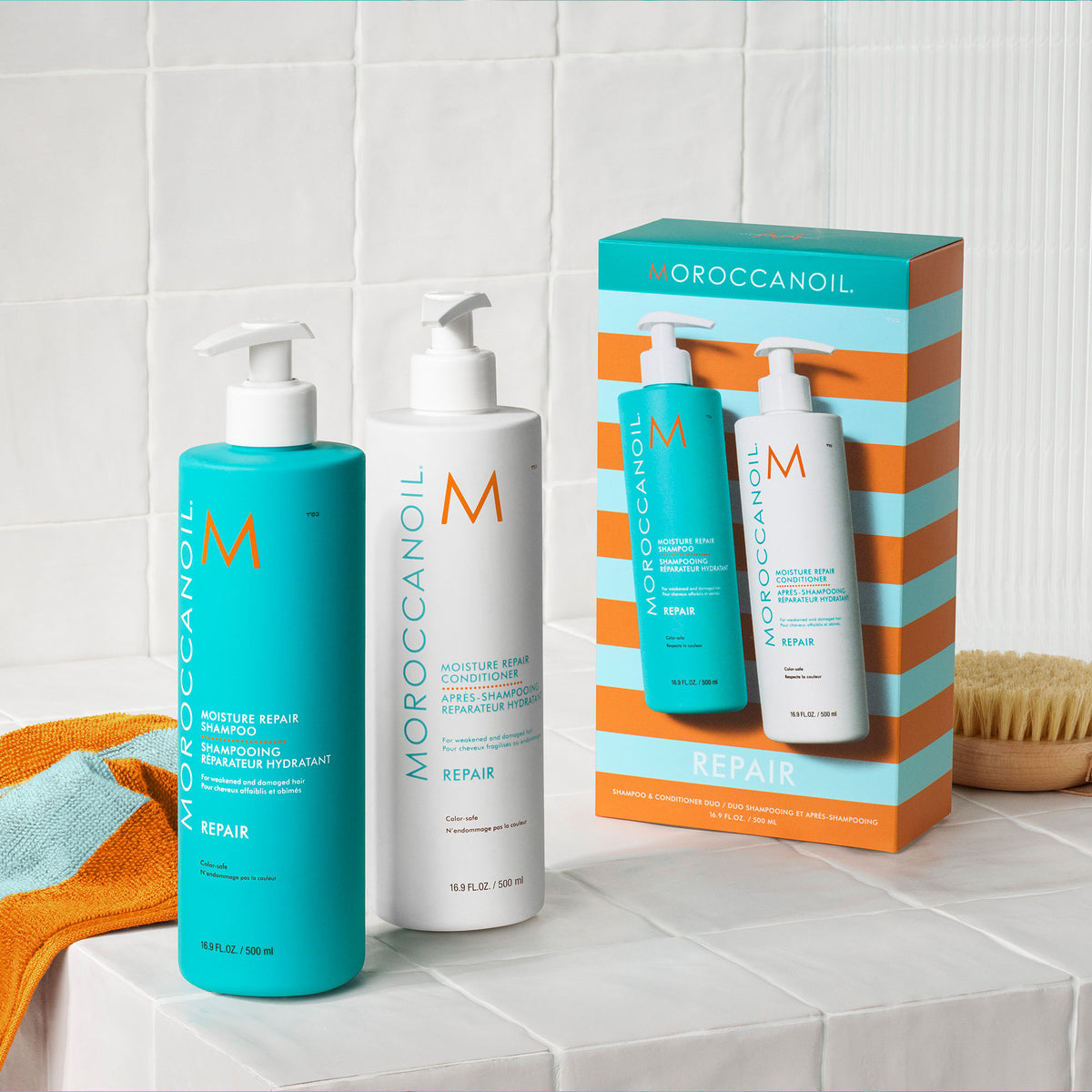 Moroccanoil Duo Repair Shampoo and Conditioner מרוקן אויל מארז שמפו ומרכך לשיקום השיער