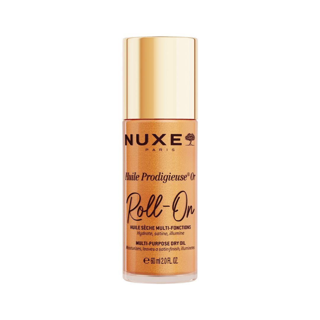 Nuxe Huile Prodigieuse Or Roll-on 60ml נוקס פריז שמן עם שימר רב שימושי ברול און לעור פנים גוף ושיער